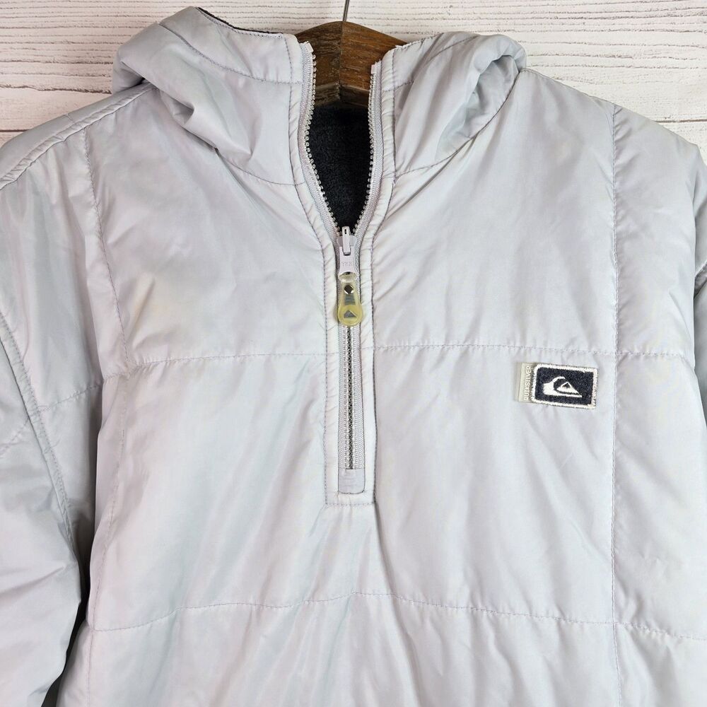 Vintage Quicksilver Y2K Reversible Puffer Zip Jacket Mens Sz L Gray Embroidered - Picture 2 of 9